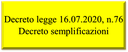 03/08/2020 - Decreto semplificazioni