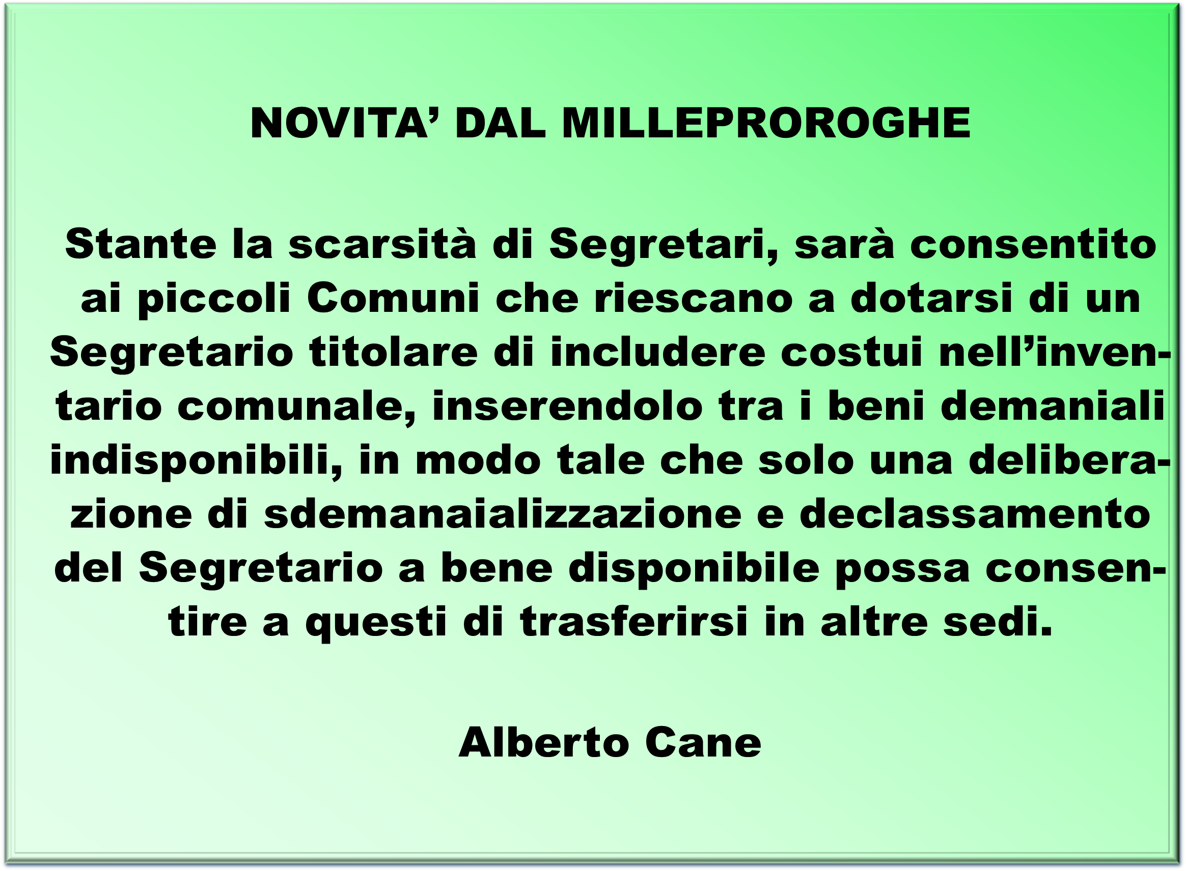 novità dal milleproroghe