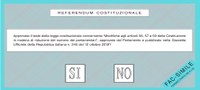 02/09/2020 - On line il facsimile della scheda per il referendum costituzionale