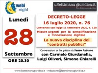 28/09/2020 - WEBINAR (gratuito): la nuova disciplina degli appalti pubblici dopo la conversione del DL76/2020