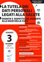 10/11/2021 -Webinar: la tutela dei dati personali legati alla salute dignità e il rispetto del paziente alla base della cura